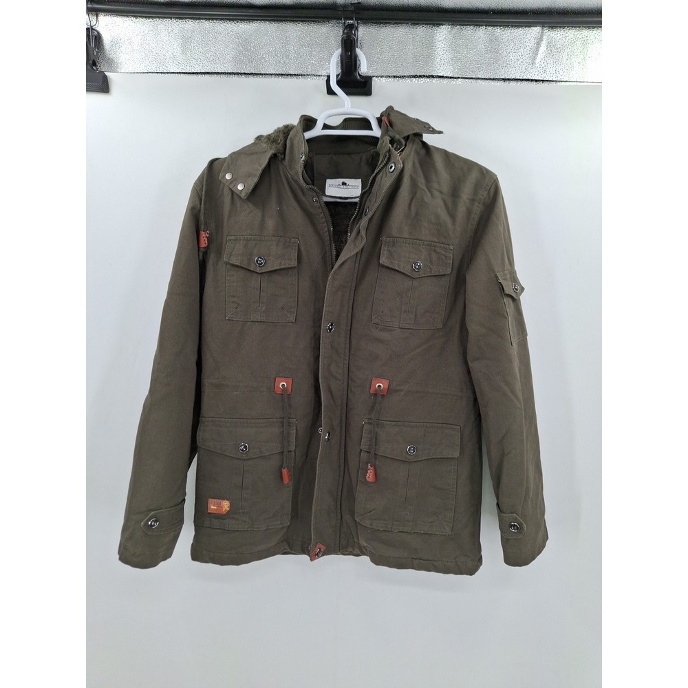 Grizzly Tactical Outdoor Heavy Duty Hooded Fleece Lining Green Jacket Coat‎ Larg
